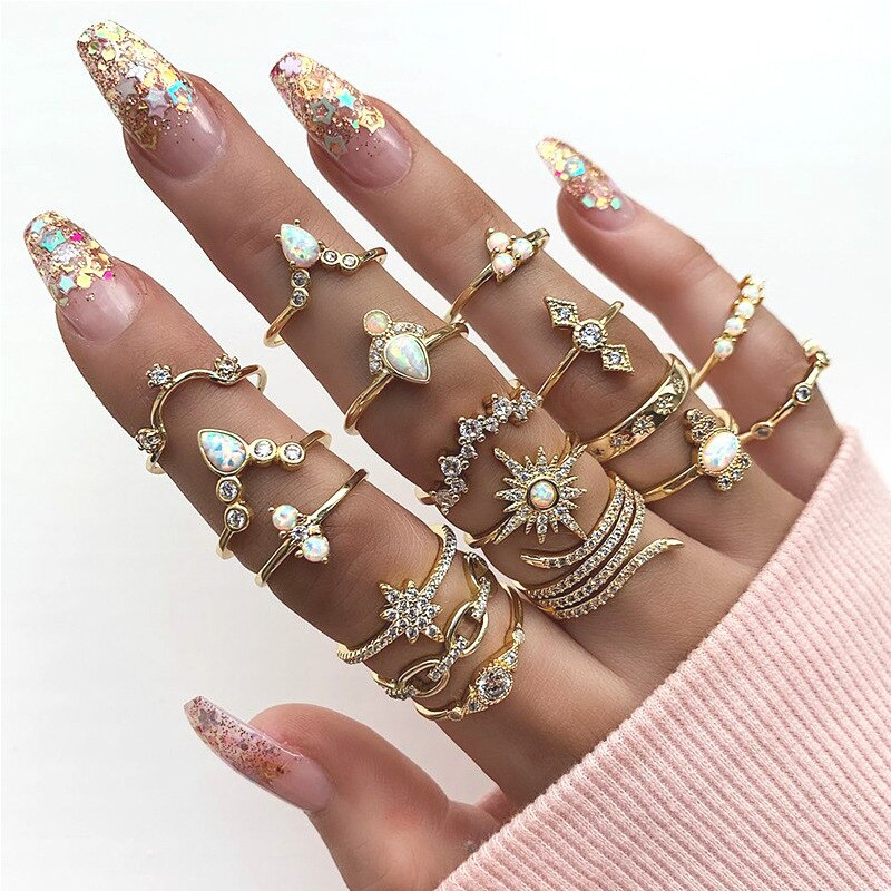 matching rings for women gold plated jewelry snake ring set anillo bague femme anillos slytherin emo accessories: 14