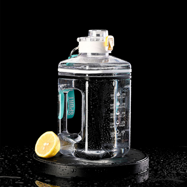 Botella deportiva de gran capacidad para Fitness, garrafa portátil a prueba de fugas, hervidor de agua para gimnasio, equipo para beber al aire libre, 2,2 L: white