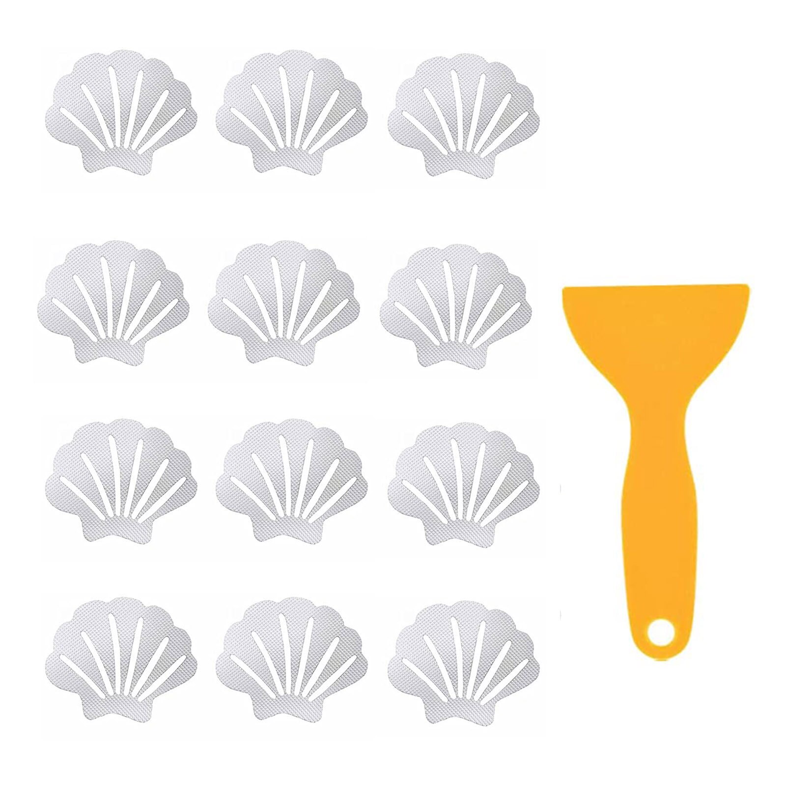 Lot de 6/12 autocollants antidérapants en caoutchouc, pour salle de bain, baignoire, douche, bande antidérapante, en forme de coquille, pour sol de bain: A 12PCS