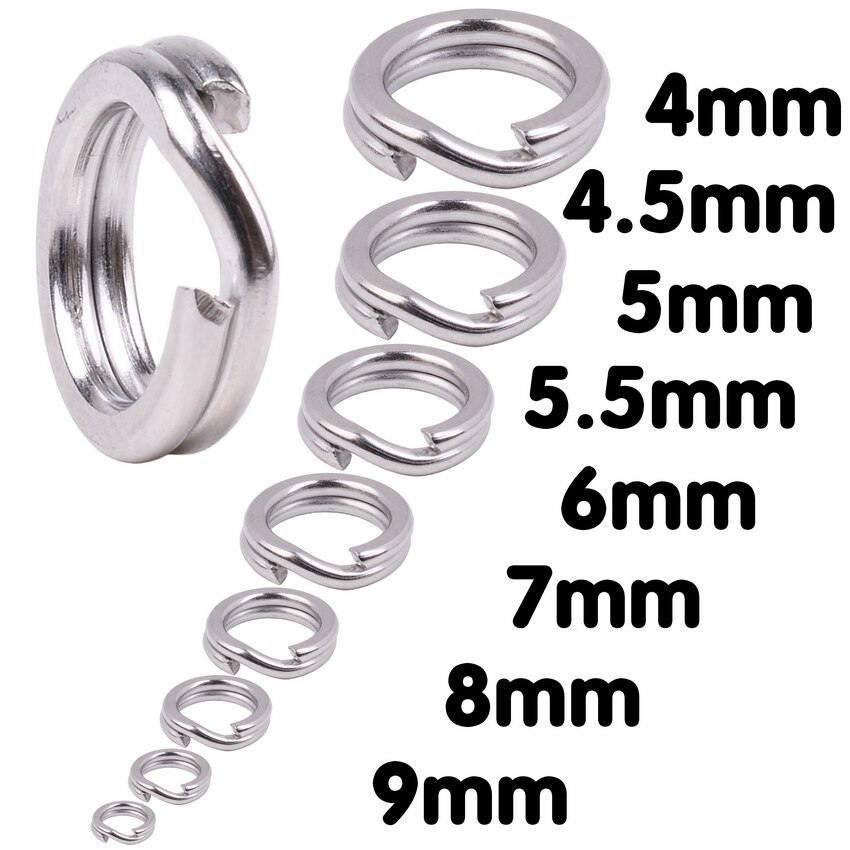 50 teile/los Edelstahl Teilt Ring Durchmesser 4mm bis 8mm schwer Pflicht Angeln Doppel Ring Anschluss Angeln Zubehör