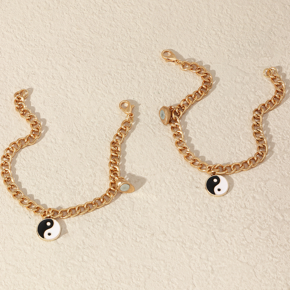 Tai Chi Yin Yang coppia bracciali per donna ciondolo in lega catena regolabile cuore braccialetto magnetico abbinamento amante regali gioielli