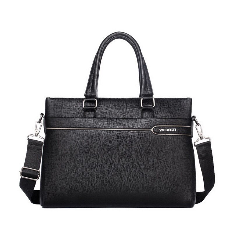 Retro Men Solid Color Bag Faux Leather Briefcase Large Capacity Tote Shoulder Bag Large Casual Business Laptop Briefcase: M217076O