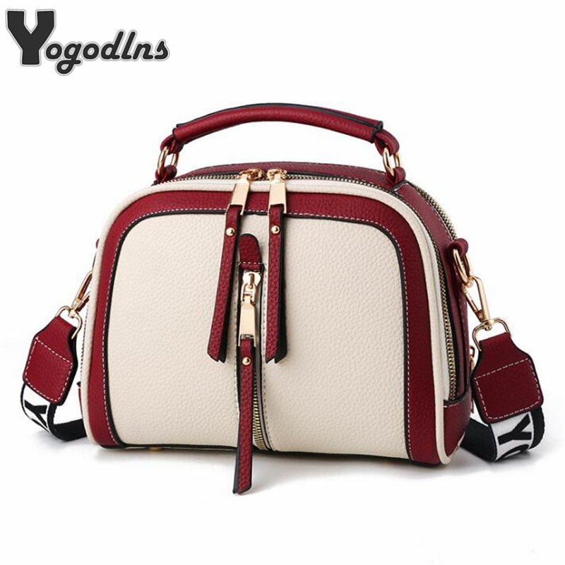 Small Contrast Color Top-Handle Bag Women Crossbody Bags Phone Purse Single Shoulder Zipper PU Leather Bags