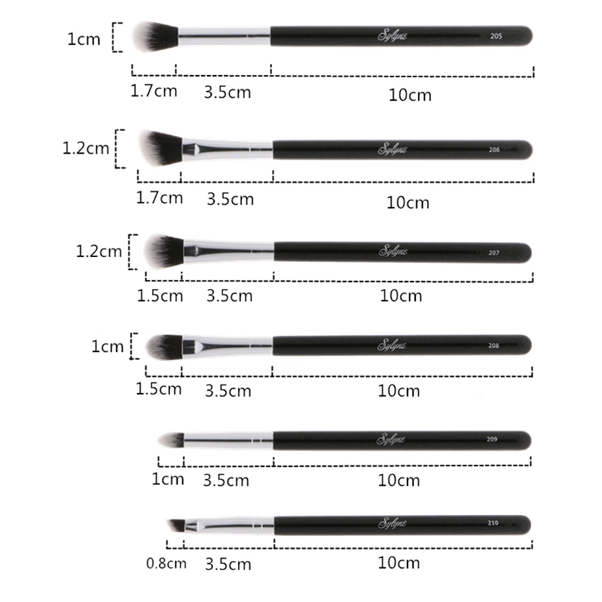 Sylyne Make-Up Borstel Set 10 Stuks Professionele Make-Up Kwasten Classic Black Foundation Make Up Brush Kit Tools.