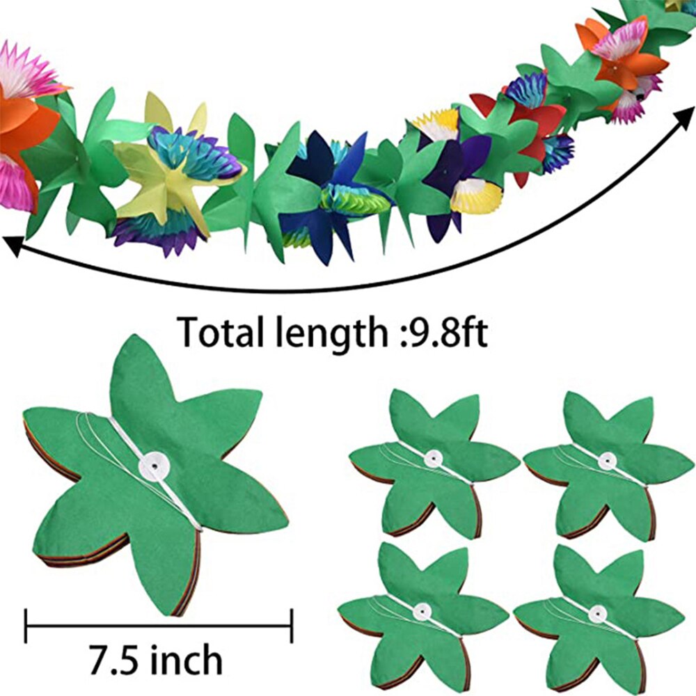Hawaiian Tropical Paper Flower Garland Beach Luau Party Hanging Decoration Wedding Decor Aloha Hawaii Tropical Flamingo Banner