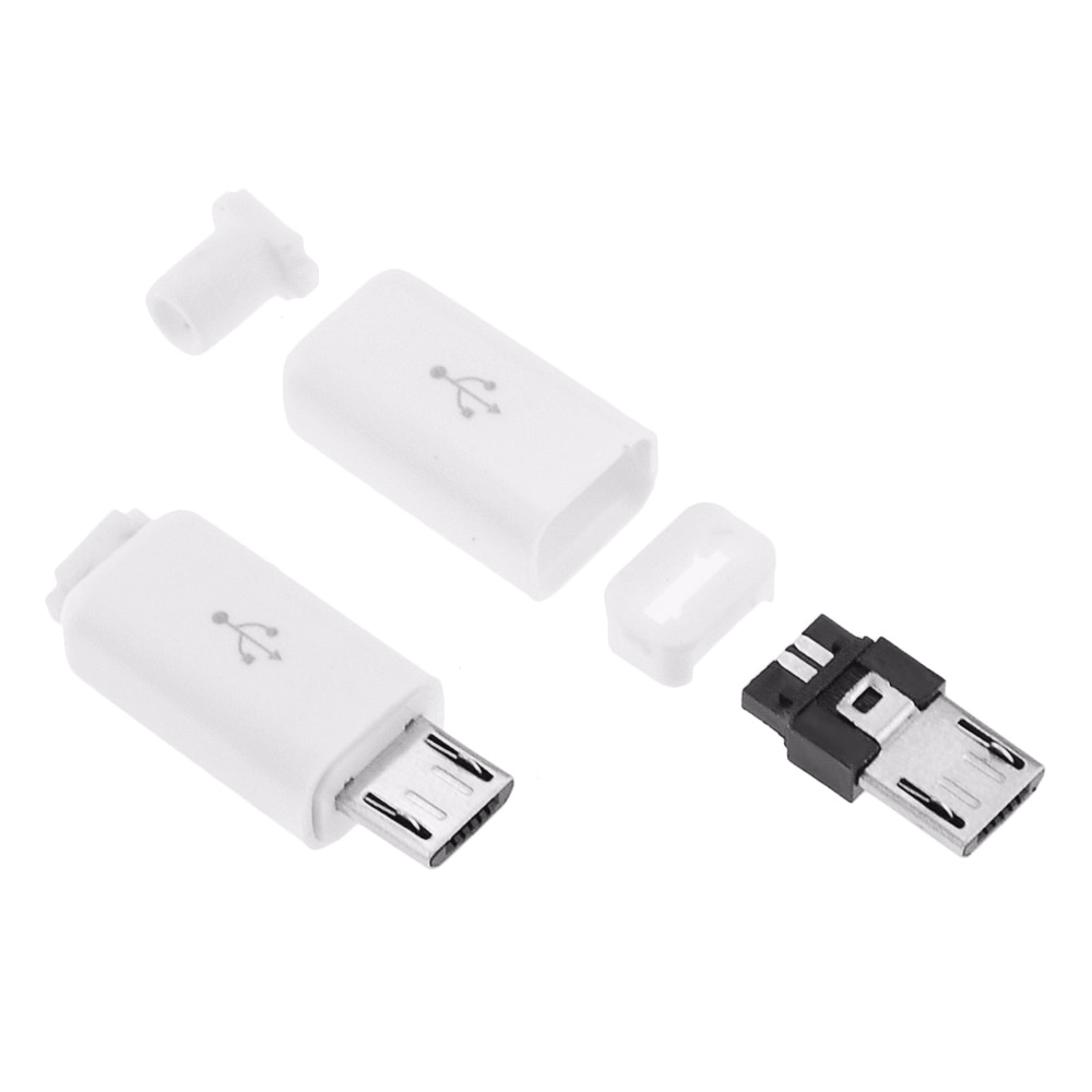 Conector macho Micro USB 4 en 1, conector negro/blanco, interfaz de línea OTG de datos de soldadura, accesorios de cable de datos DIY, 10 Uds.
