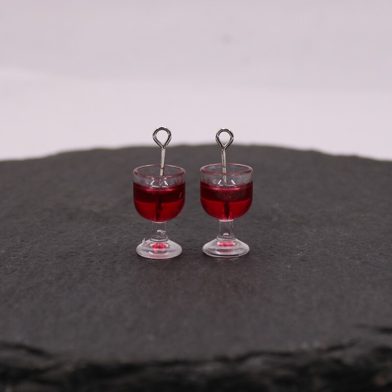 neue 10 stücke Wein Glas Charms Anhänger für DIY dekoration halskette ohrring schlüssel kette Schmuck, Der wein glas marker: Wine Red