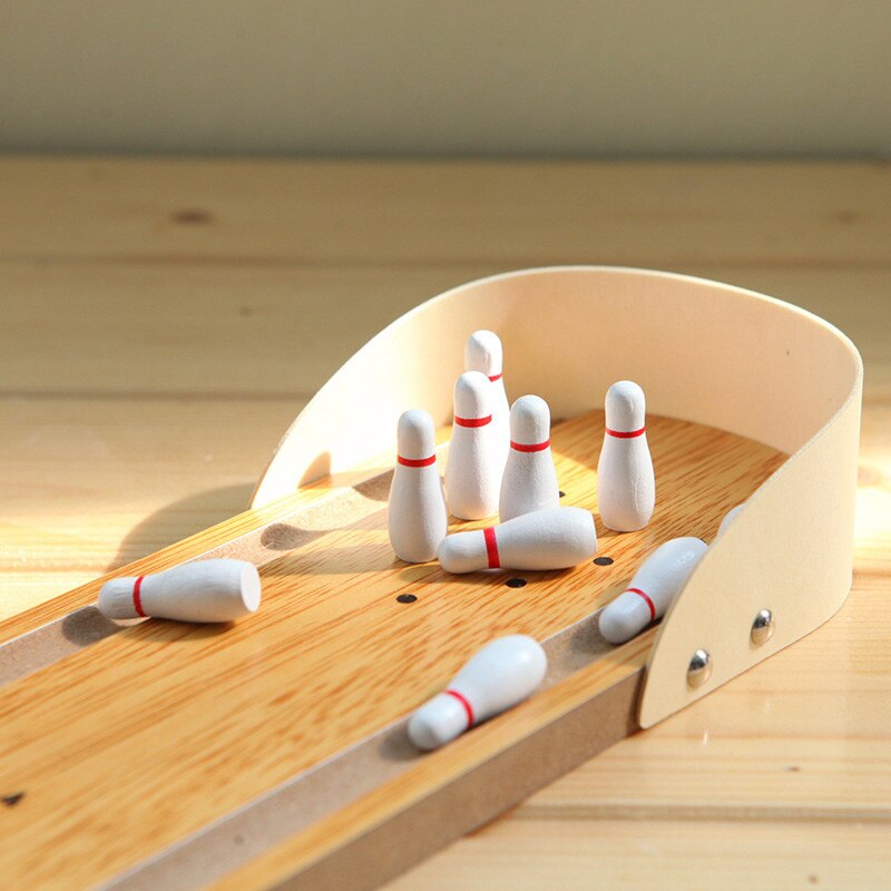 Board Game Mini Bowling Games Wooden Miniature Bowling Ball Set For Kids Adults Fun Shooting Puzzle Sport Party Accessories