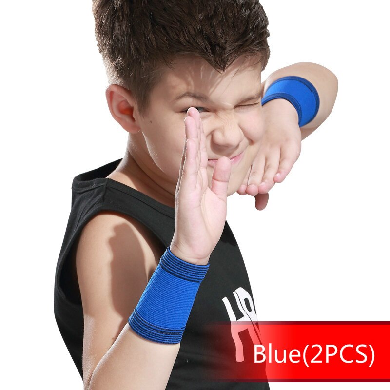 Muñequera deportiva para niños de 2 uds., muñequera de baloncesto, voleibol, soporte de muñeca, muñequera de entrenamiento de gimnasia, correas que absorben el sudor: Azul