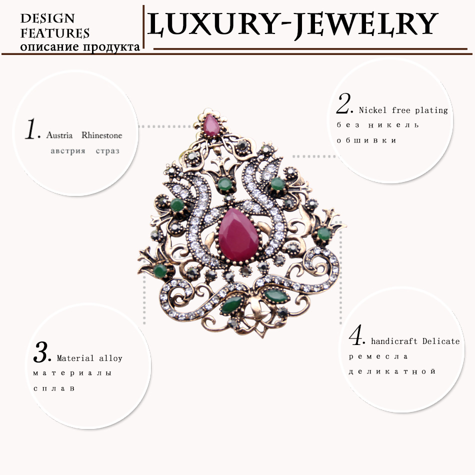 Romantic Flower Morocco Brooch Gold Color Rhinestone Women Brooches Lapel Hijab Scarf Pins Ladies Wedding Party Festival