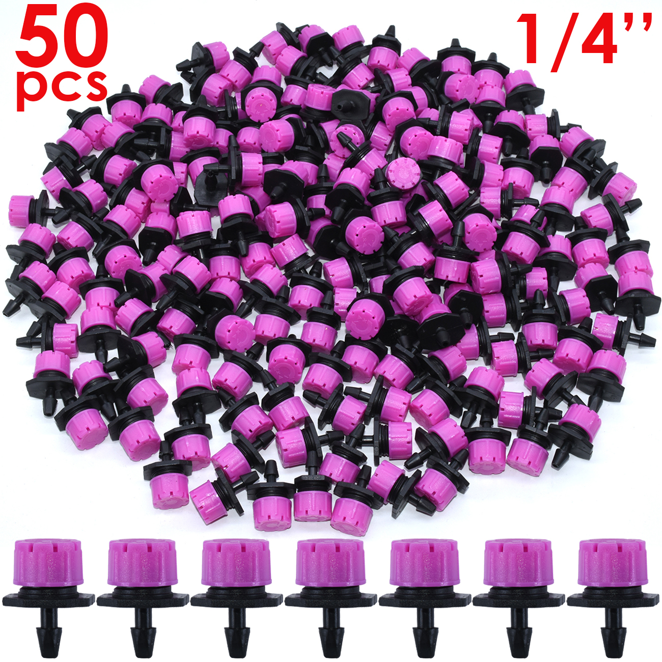 30-500 Stuks Verstelbare 1/4 Irrigatie Misting Druppelaar Sprinkler Emitter Micro Drip Tuin Watering Tool Balkon Tuin Kas: Roze