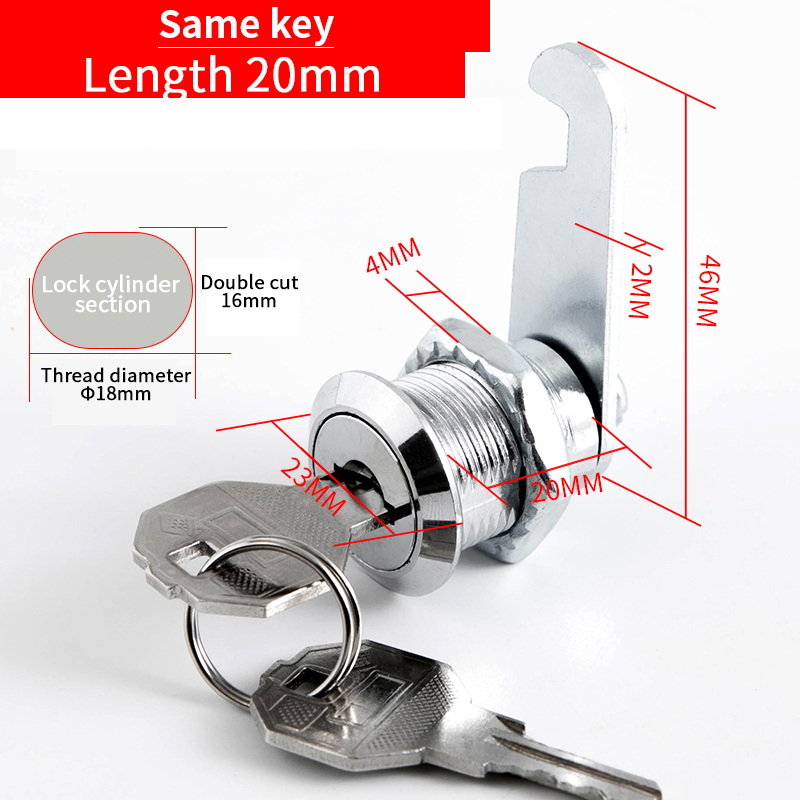 5 SETS Security Lock Metal Alloy Cylinder Cabinet Locker Cam Lock With 2 Keys Security Mailbox Lock Cabinet Drawer Cam Lock 18mm: M / GRAY