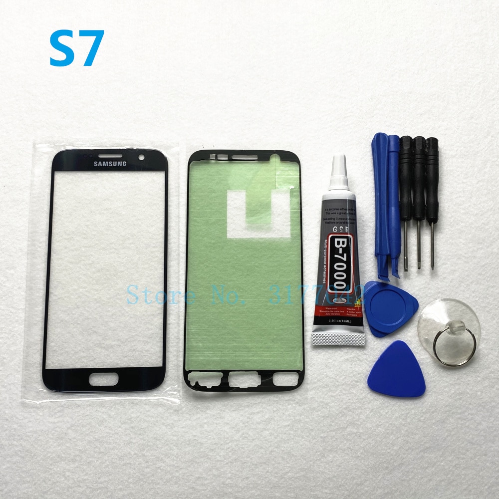 Front Outer Glass Lens Panel replacement For Samsung Galaxy S7 Edge G935 G935F S7 G930 G930F LCD touch screen + B-7000 glue Tool