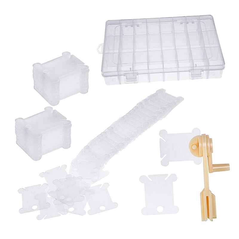 Bobinas de hilo de plástico con bobinadora y caja organizadora de bordado, juego de almacenamiento de costura artesanal, punto de cruz, 100 piezas: 2