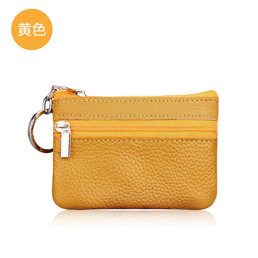 Brand Women Vintage Faux Leather Coin Purse Lady Short Small Coin Purse Soft Wallet Clutch Two Zipper Bag: Yellow