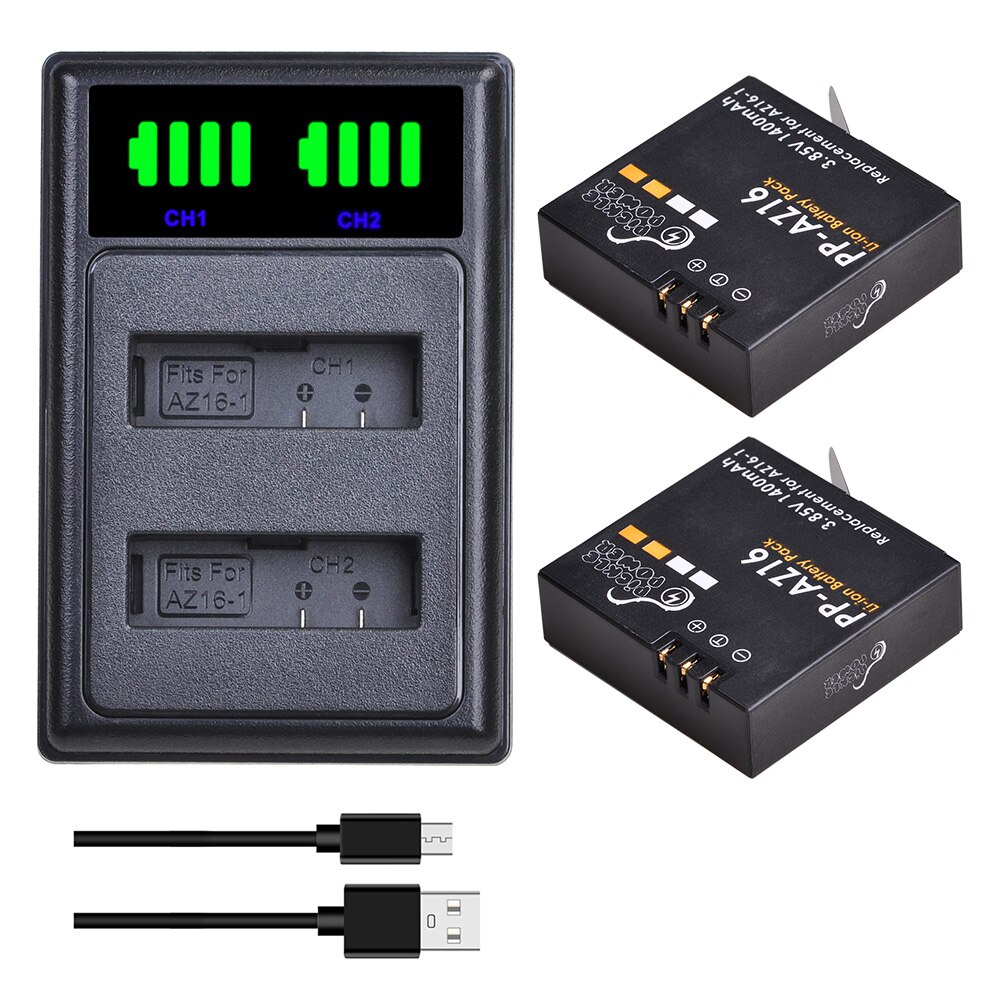 Für Original Xiaomi Yi II yi 4k 4k Batterie AZ16-1 AZ16-2 Batterie + LED Dual Charger für Xiaoyi yi Lite YI 360 VR Action Kamera.: Charger and 2Battery