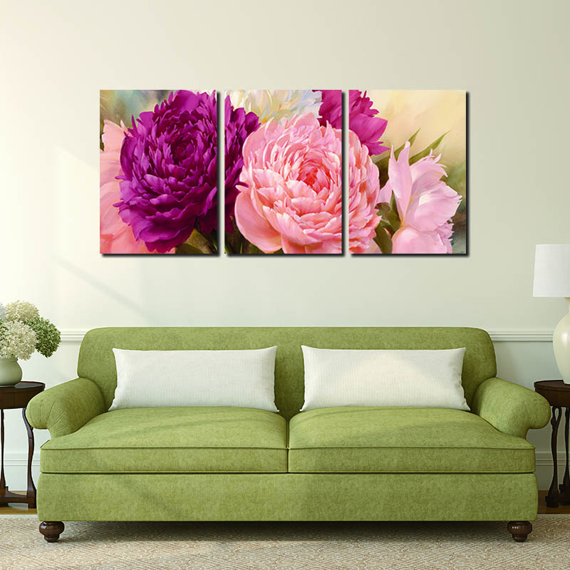 Cuadros pintura de lienzo de decoración para el hogar 5 paneles pintura de flor peonía arte decorativo lienzo pared imagen modular artística sin marco