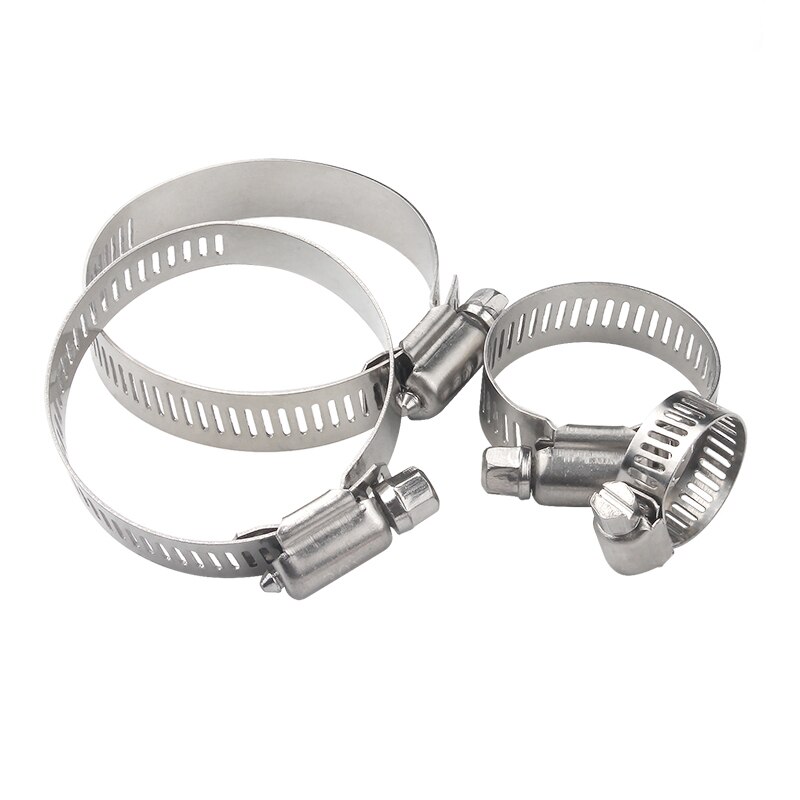 10pcs Stainless Steel Adjustable Drive Hose Clamp Fuel Line Worm Size Clip Hoop Hose Clamps