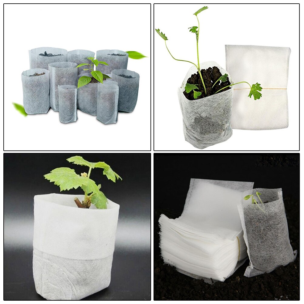 200 Pcs Grow Bags Non-Woven Seedling Bags 8*10cm Plant Planting Nutrition Bags Gardening Seedling Grow Kits Seedling Raising Bag