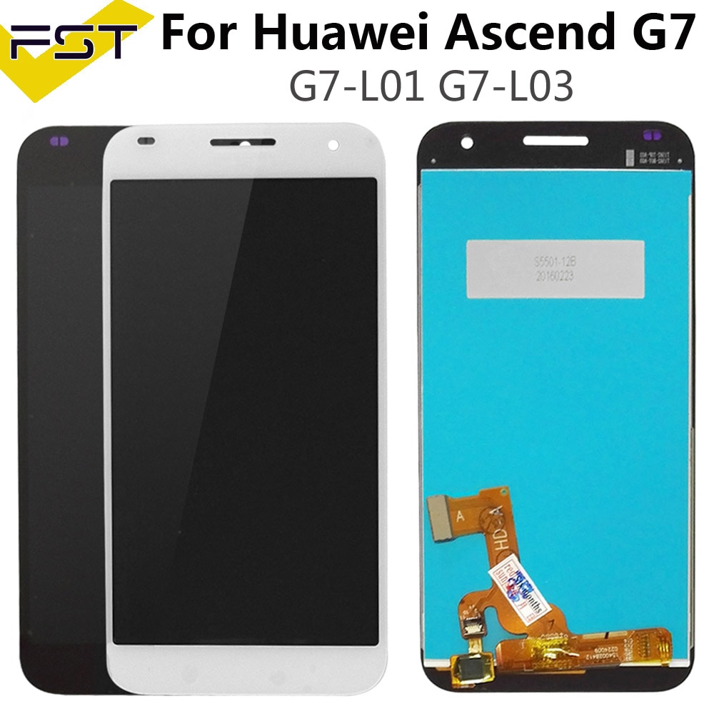 Zwart/Wit Voor huawei Ascend G7 G7-L01 G7-L03 Lcd-scherm + touch screen digitizer vergadering voor huawei g7 + gereedschap