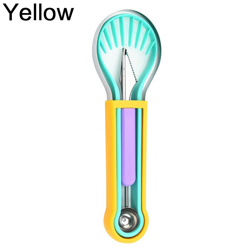 Rebanador de aguacate 3 en 1, carnicería de karité, mantequilla, pelador de frutas, cortador, separador de pulpa, cuchillo de plástico, herramientas de cocina para verduras: PEACOCK BLUE