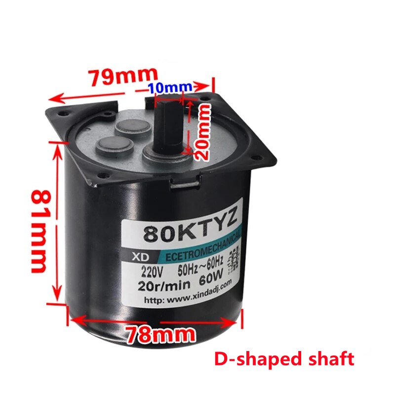 80KTYZ AC motor 220V 5rpm -110rpm motor micro slow speed machine 60W permanent magnet synchronous motor small motor