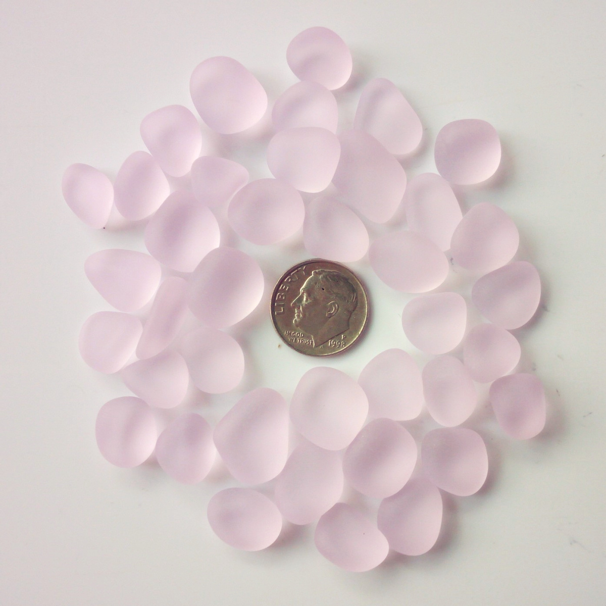 30 Pieces Sea Glass Beads/Beach Glass Beads for Jewelry Making ,Big Size(12-16mm Length)): Pink