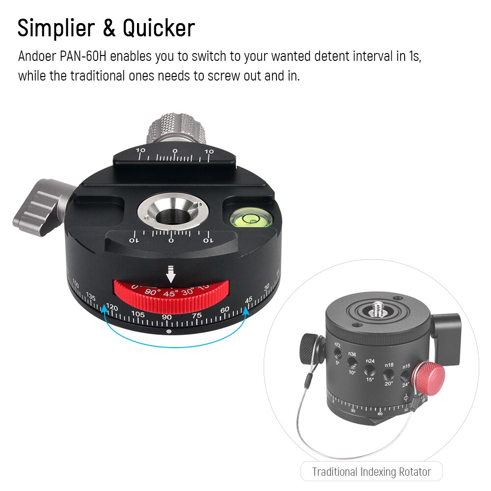Andoer PAN-60H Aluminum Alloy Panoramic Ball Head ... – Grandado