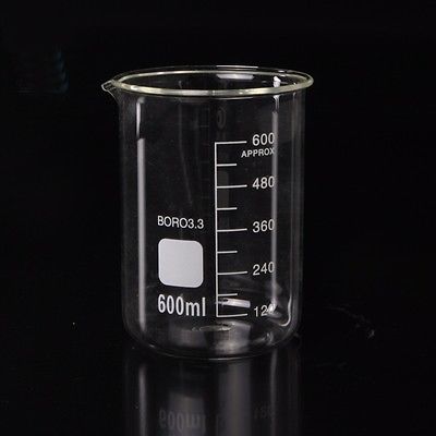 600 Ml Lage Vorm Beker Chemie Laboratorium Borosilicaatglas Transparante Beker Verdikte Met Uitloop