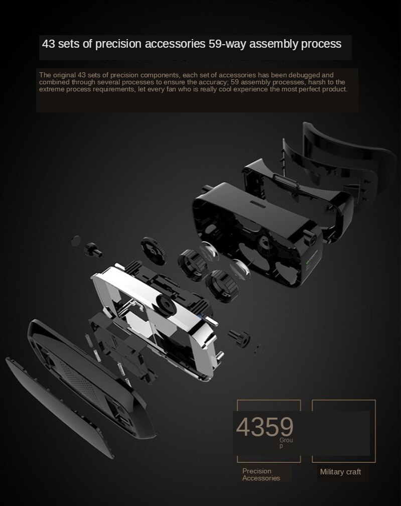 Mobile 3D VR glasses 3D virtual reality glasses Headwear Shock immersive experience 360 degree panoramic scene function