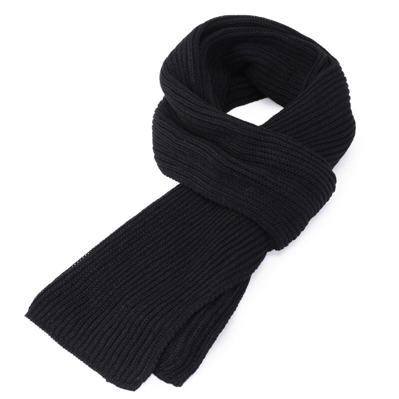 Hommes hiver coréen couleur unie tricoté écharpe de noir gris épaissi foulards pour les hommes: Black