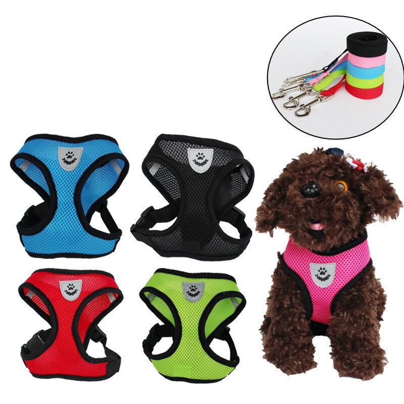 Kat hond verstelbaar harnas vest wandellijn riem voor puppy honden halsband polyester mesh harnas voor kleine middelgrote hond kat huisdier