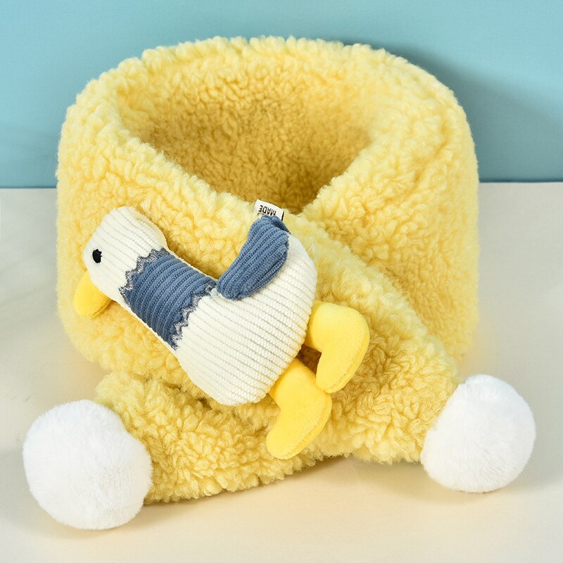 Unisexe printemps hiver enfants mignon fausse fourrure fruits lapin en plein air garder au cou écharpe bébé garçons filles doux foulards pour les enfants: Yellow duck