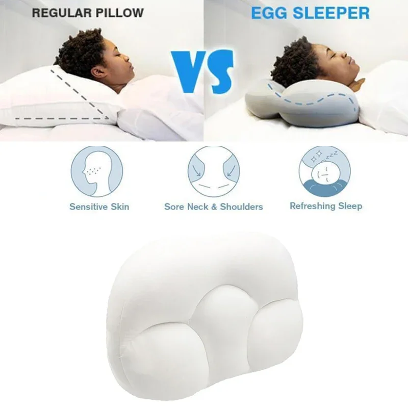 Almohada ergonómica de espuma viscoelástica para soporte de cabeza y cuello, cojín de masaje multiposición para relajación y alivio de la postura en forma de huevo)