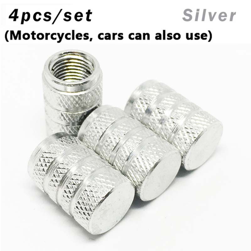 4Pcs Air Valve Cap Bike Wheel Tire Covered for Bicycle Motorcycle Car Universal Tube Tyre American Style Cap Cycling Accessories: silver