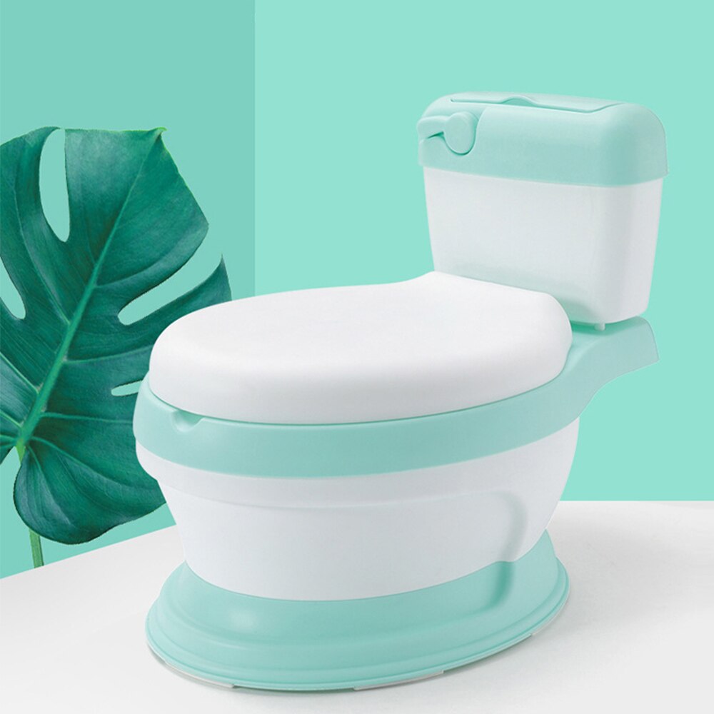 Bærbar baby pot toiletsæde børn potte træningssæde behageligt ryglæn børns potte multifunktionelt træning potte toilet: Grøn