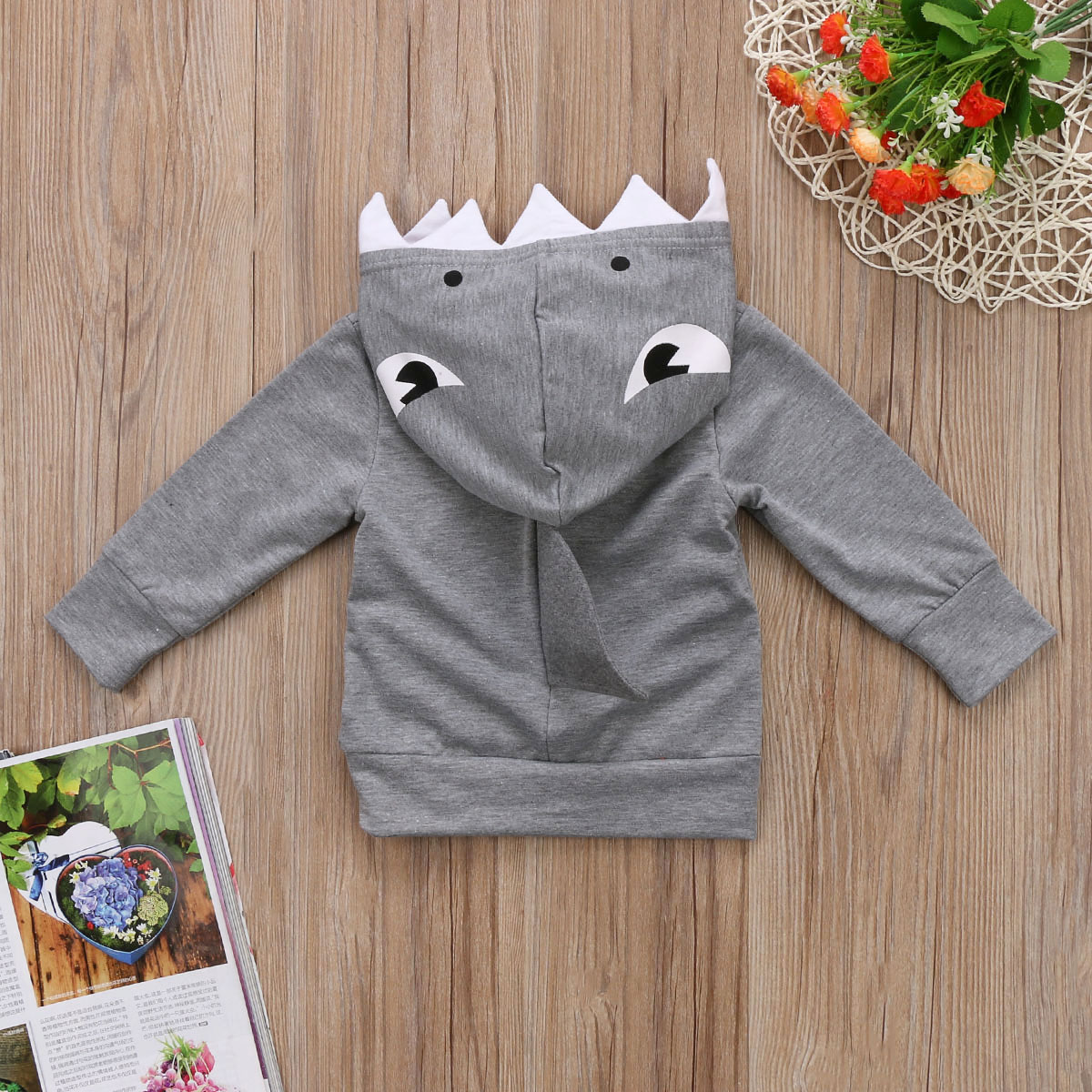 Casual niño niños tiburón con capucha Tops Sudadera con capucha bolsillo chaqueta para niño abrigo prendas de abrigo