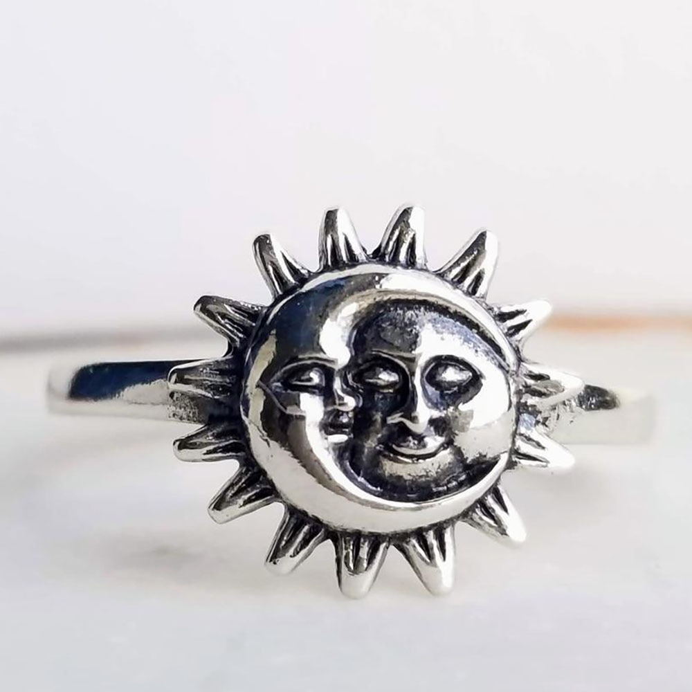 Bague de soleil et de lune simple pour hommes et femmes, bague de fiançailles, de mariage, de style bohème, pour femme et petite amie