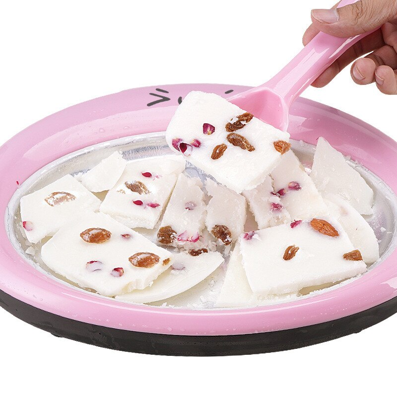Mini Ice Cream Maker Cartoon Fried Ice Machine Fried Yogurt Machine Pan Home Stir Yogurt Machine with 2pcs Fried Ice Shovel