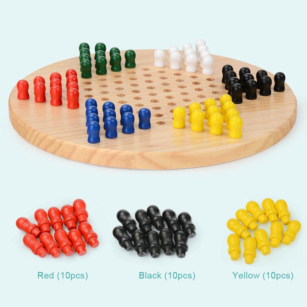Wooden Chinese Checkers Board Game 60 Traditional Pegs for Adults Kids 6 Players AN88