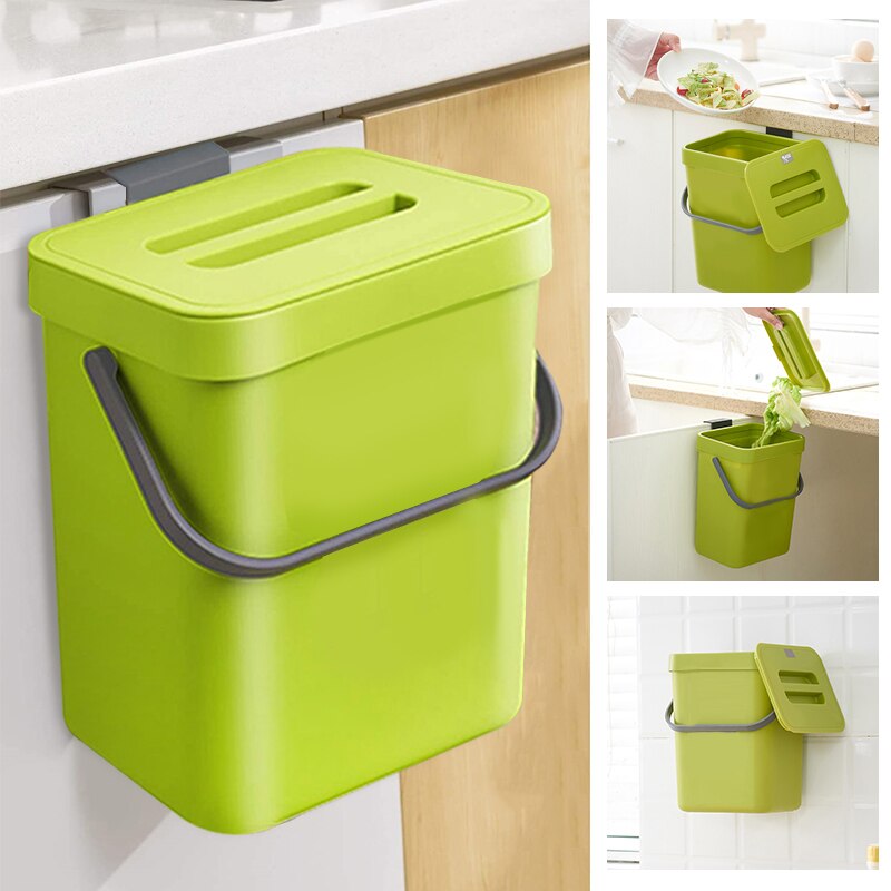 3 in 1 Kitchen Trash Can Kitchen Waste Bin Wall Mounted Dustbin Zero Waste Garbage Bin Kitchen Hanging Trash Bin Cabinet Door