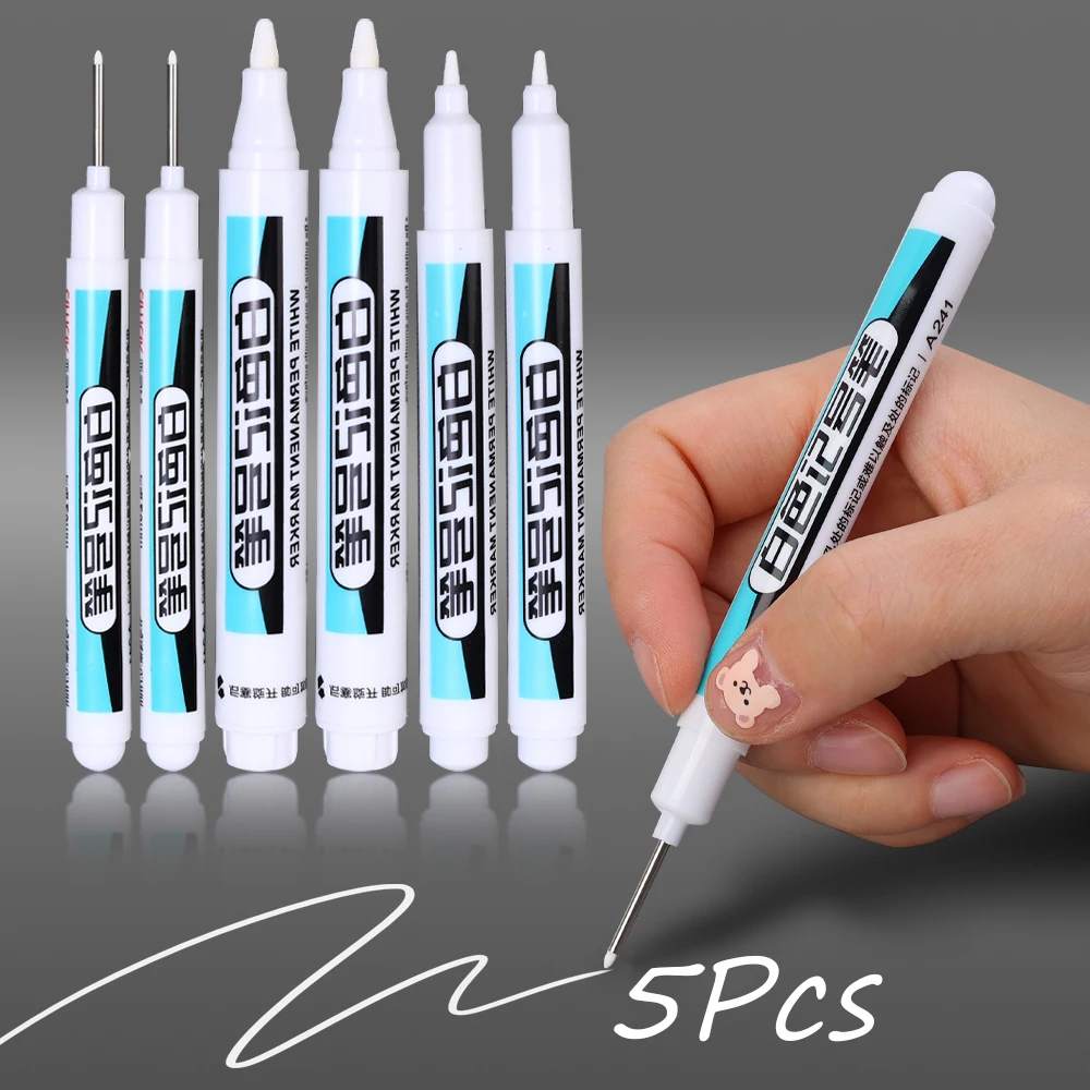 5/1Stck Fettige Weiße Marker Stift Graffiti Stifte Wasserdicht dauerhaft Gel Bleistift Reifen Notizbuch Glas Malerei Stift 0,7mm 1mm 2,5mm