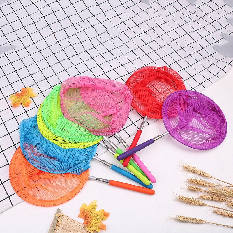 1pc Kids Telescopic Butterfly Net Extendable 34 Inches and Anti Slip Grip Perfect for Catching Bugs Insect Colorful Fishing Toys