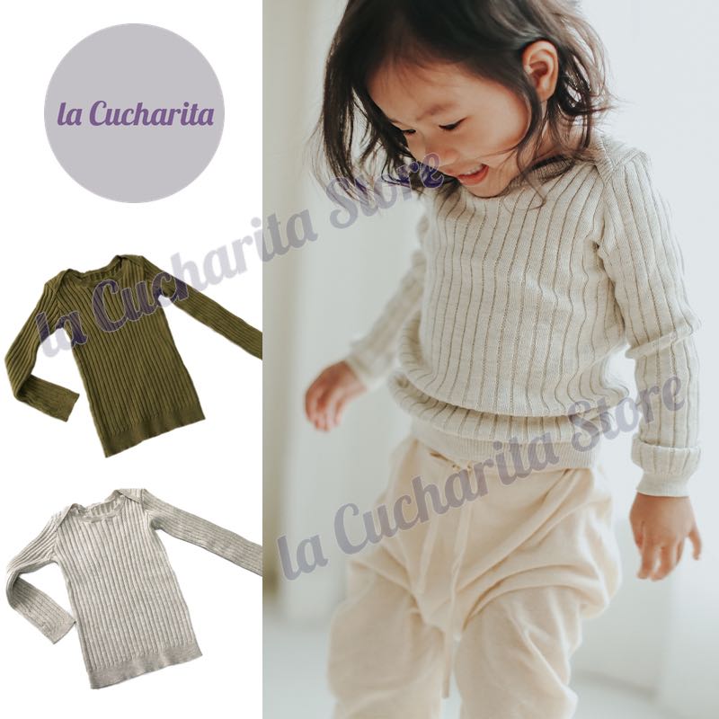 Herfst Winter Meisjes Jongens Gebreide Top Skinny Rib Loungewear Lange Mouw Trui Strakke Kids Solid Gebreide Ondergoed Top