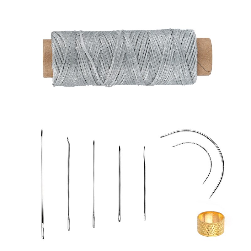 9 PCS Leather Sewing Kit With Multiple Colour Waxed Thread Golden Thimble And Leather Stitching Needles For DIY Leather Craft: Type3