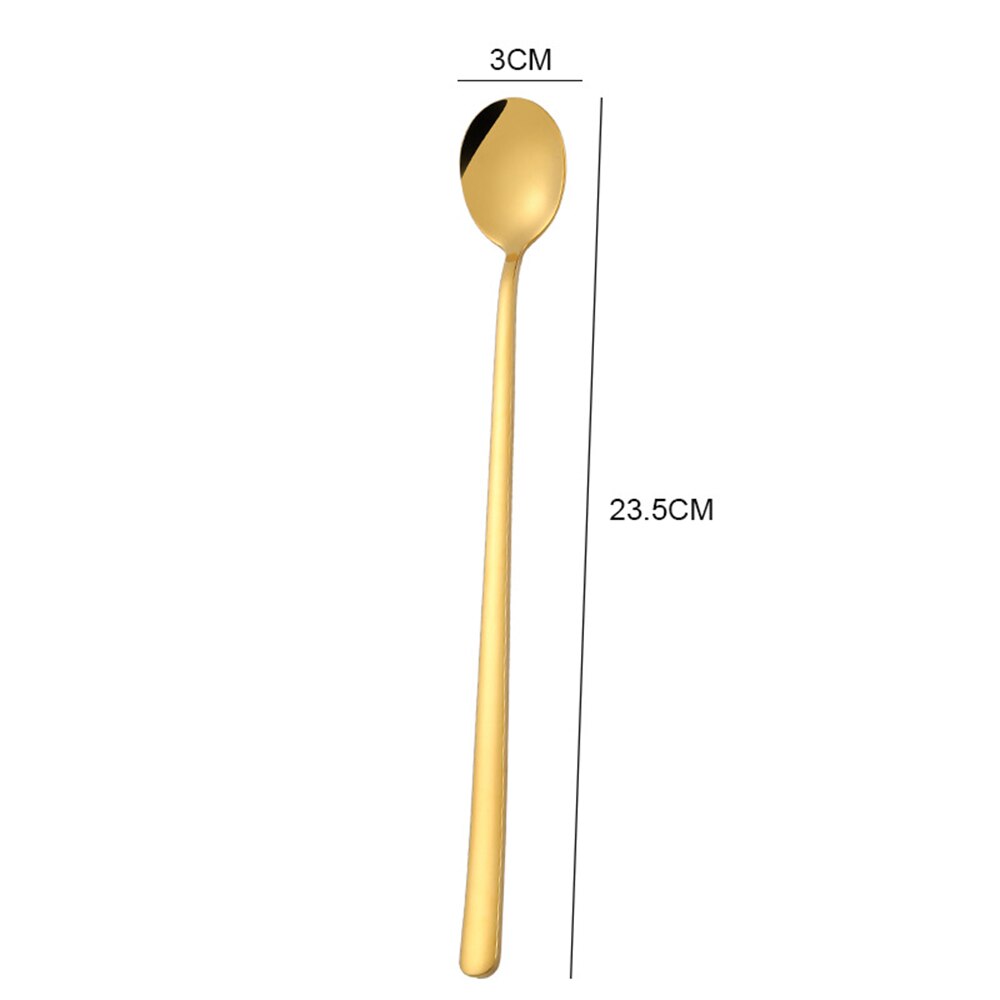 Nueva cuchara de mezcla de acero inoxidable colorido espejo Luz de mango largo té café cucharas lindo Bar cucharas comedor accesorios de cocina: 02
