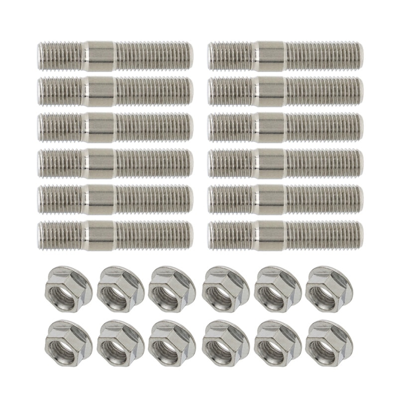 2/3/4/5/6/8/12 piece 10mm Exhaust Studs Bolts &amp; Serrated Nuts M10x1.25 Manifold Flange Studs Nuts Kit