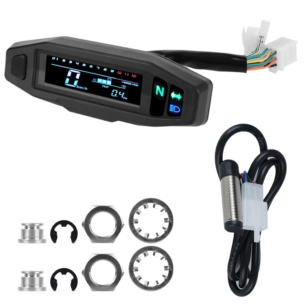 Universal Motor Bike Tachometer Electric Injection Carburetor Instrument Digital Odometer RPM Motorcycle Meter Speedometer Mini: meter and cable