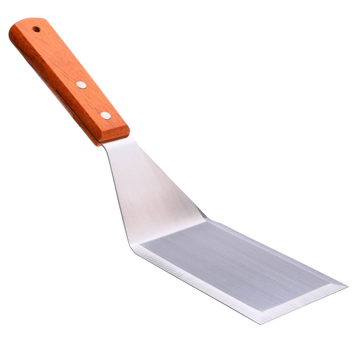 5pcs/set Kitchen Spatula Wooden Handle Grill Turner Stainless Steel Scrape For Pancake Teppanyaki Griddle Cooking Utensil