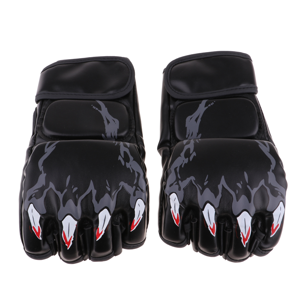 Gants de boxe à demi-doigts MMA, mitaines de combat sans doigts